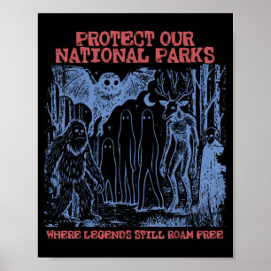 Poster Proteja os Parques Nacionais Mothman Críptido Weir