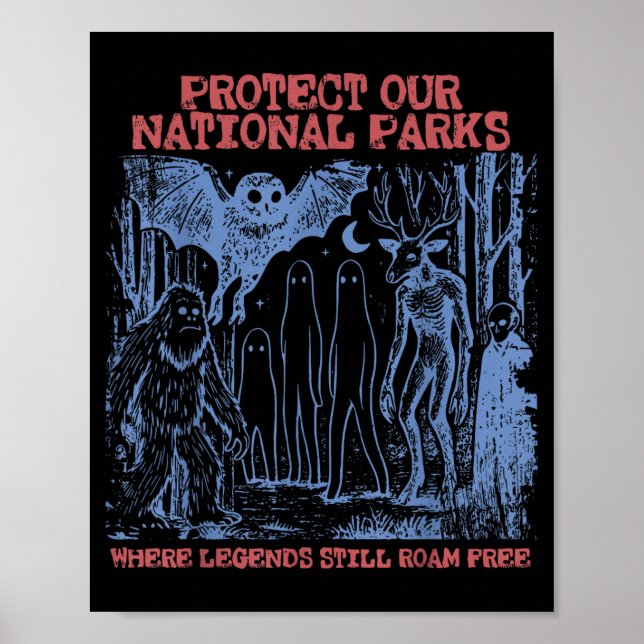 Poster Proteja os Parques Nacionais Mothman Críptido Weir (Frente)