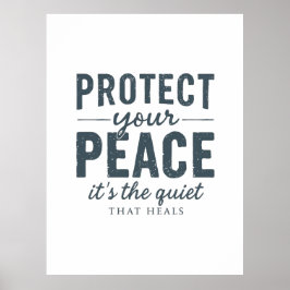 Poster Proteja Sua Paz: Tipografia de Cura Silenciosa
