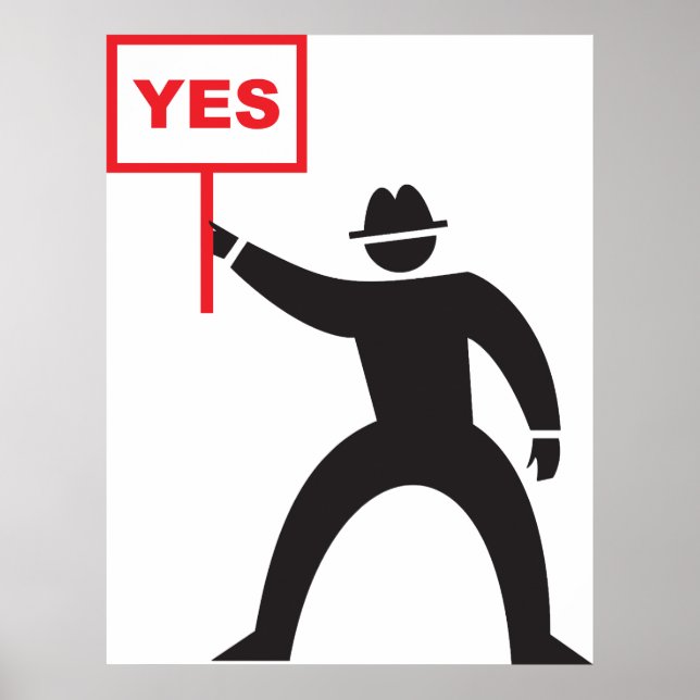 Poster Protesto de Figura do Stick Minimalista Sinal de N (Frente)