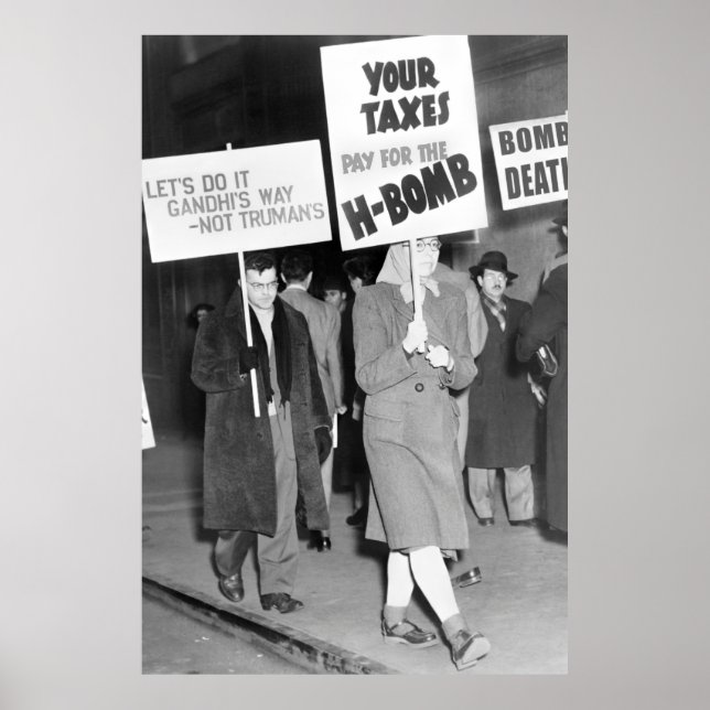 Poster Protesto pacífico contra a guerra fria em 1950 (Frente)