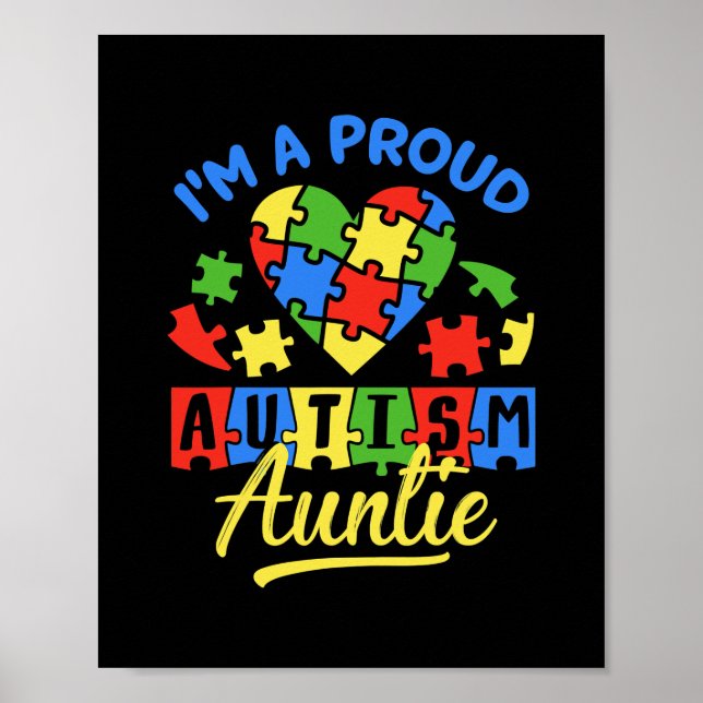 Poster Proud Autism Auntie Awareness Aunt Autistic Niece (Frente)
