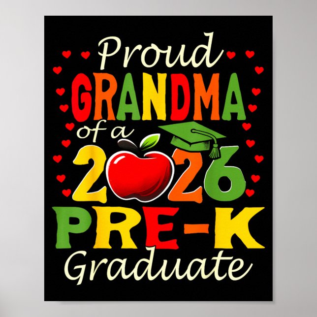 Poster Proud grandma of 2026 pre-k graduate mothers day (Frente)