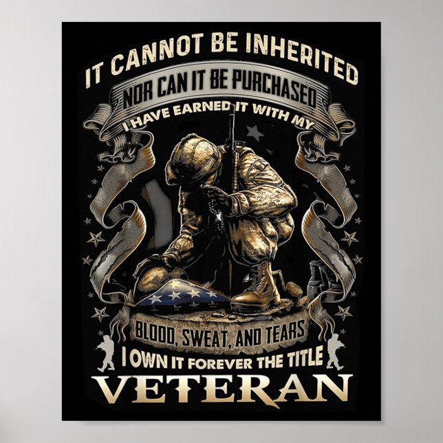 Poster Proud Military Veteran Patriotic American Flag It  (Frente)