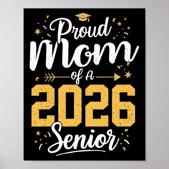 Poster Proud Mom Of A 2026 Senior 2026 Cl Of 2026 Graduat (Frente)