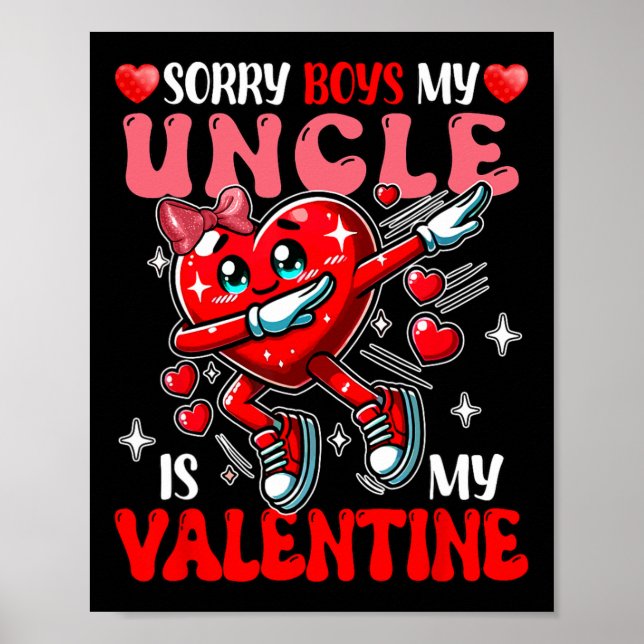 Poster Proud My Uncle Is My Valentine's Day Dabbing Heart (Frente)