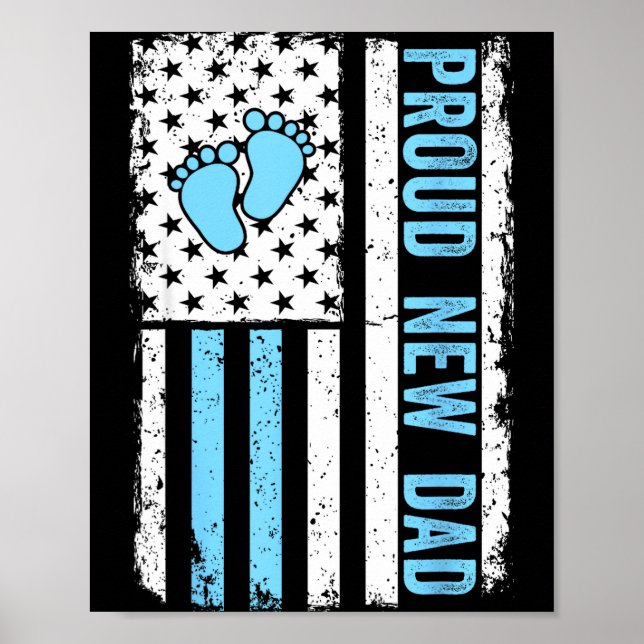 Poster Proud New Dad For Men Funny Fathers Day New Boy Ba (Frente)