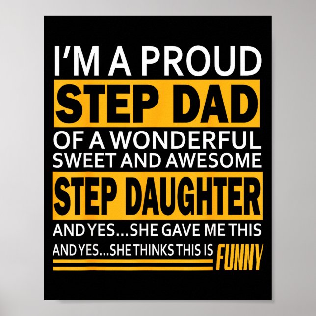 Poster Proud Step Dad Father Day Gift For Stepdad From St (Frente)
