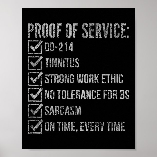 Poster Prova de serviço dd-214 tinnitus forte trabalho (Frente)
