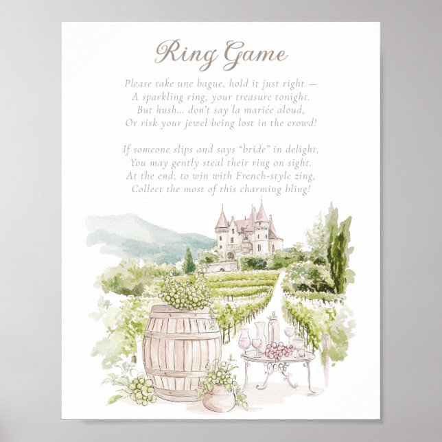 Poster Provence Chateau French Country Ring Game Bridal (Frente)