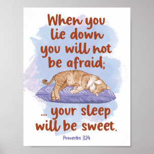 Poster Provérbios 3:24 Seu Sono será doce Gato