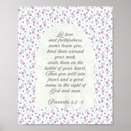 Poster Provérbios 3:3–4 Escritura Floral
