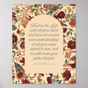 Poster Provérbios 3:5–6 Confie no Senhor Floral Vintage