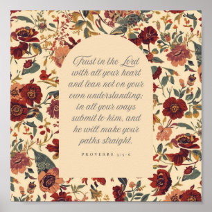 Poster Provérbios 3:5–6 Confie no Senhor Floral Vintage