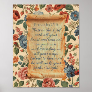 Poster Provérbios 3:5–6 Confie no Senhor Versículo Bíblic