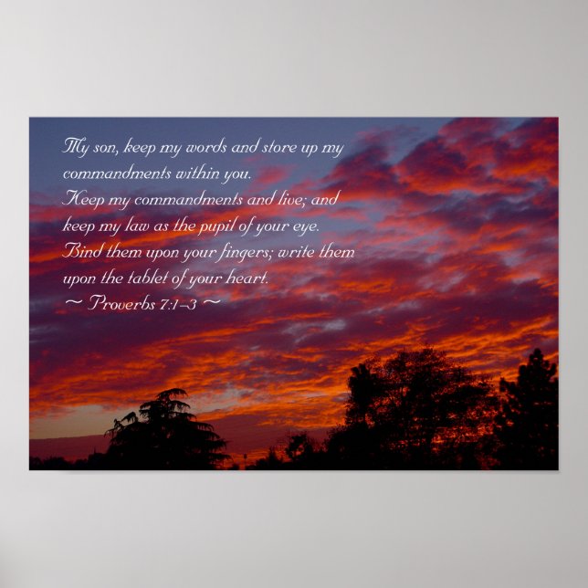 Poster Provérbios 7:1-3 (Frente)