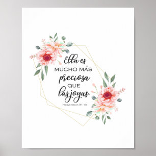 Poster Proverbios de verso da bíblia espanhola 31:10