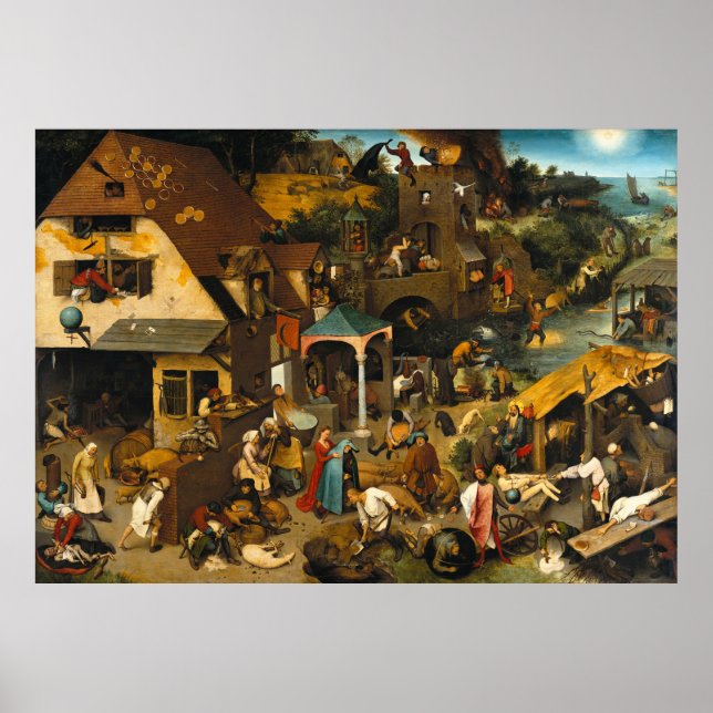 Pôster Provérbios holandeses de Pieter Bruegel, o Velho (Frente)