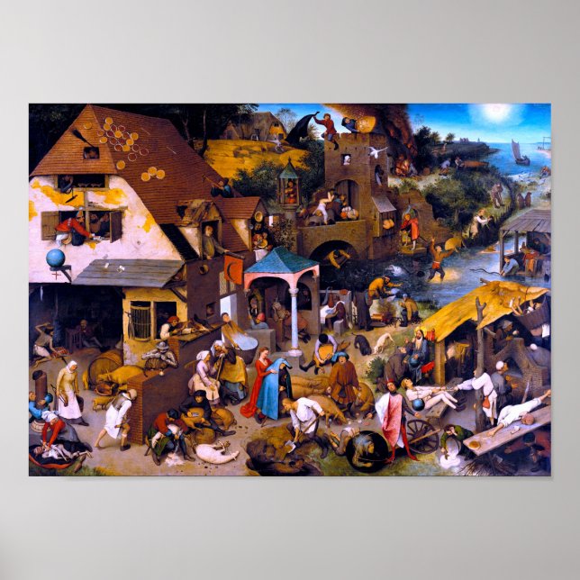 Poster Provérbios Países Baixos, Pieter Bruegel, o Velho (Frente)