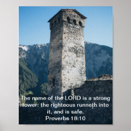 Poster Proverbs 18 Forte Torre KJV Bíblia Verse Wall Art