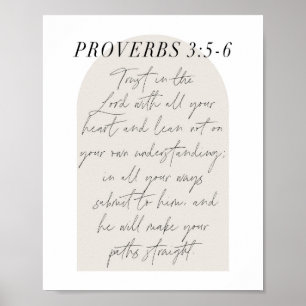 Poster Proverbs 3:5-6 Arca bege Boho