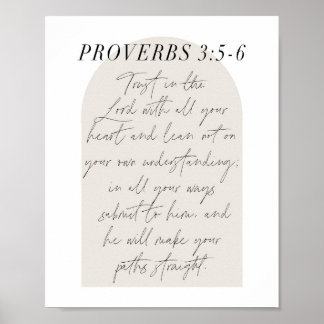 Poster Proverbs 3:5-6 Arca bege Boho