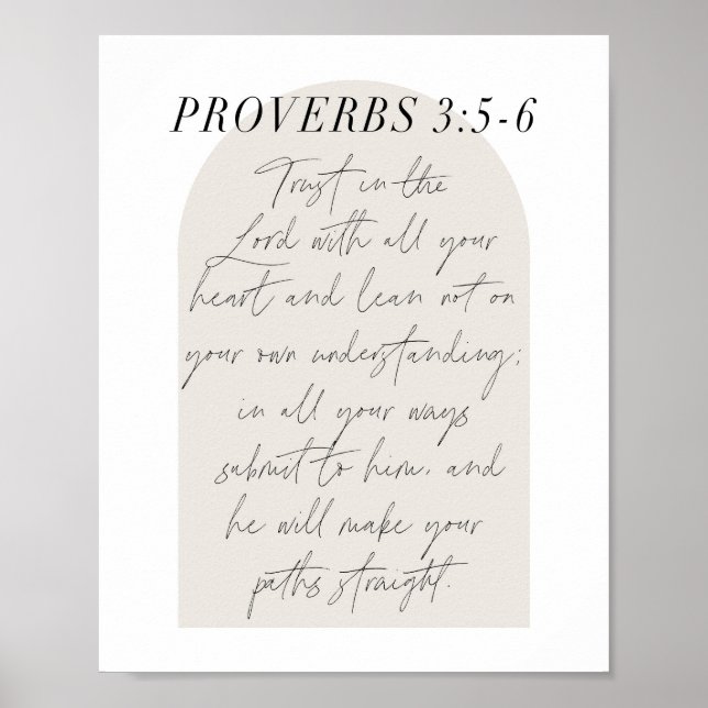 Poster Proverbs 3:5-6 Arca bege Boho (Frente)
