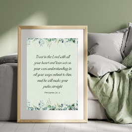 Poster Proverbs 3:5-6 Floral Bible Verse Christian 