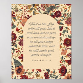 Poster Proverbs 3:5–6 Trust in the Lord Vintage Floral