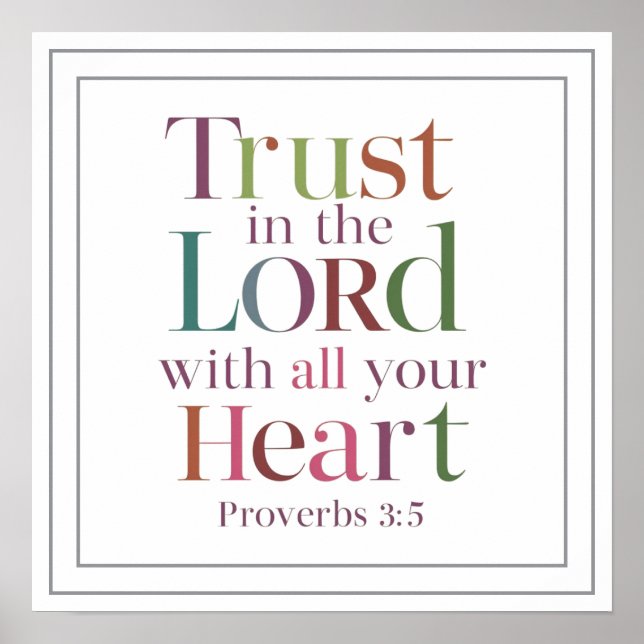 Poster Proverbs 3 5 Trust In The Lord With All Your Heart (Frente)