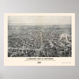 Poster Providence, Mapa Panorâmico do RI - 1894