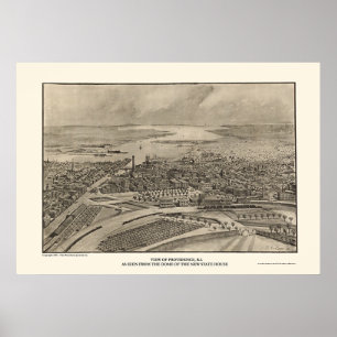 Poster Providence, Mapa Panorâmico do RI - 1896