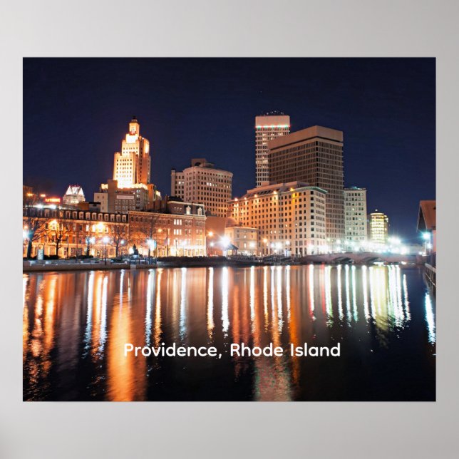 Poster Providence, Rhode Island at night (Frente)