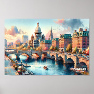 Poster Providence Rhode Island Viagem Places aqucolor