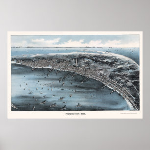 Pôster Provincetown, mapa panorâmico das MÃES - 1910