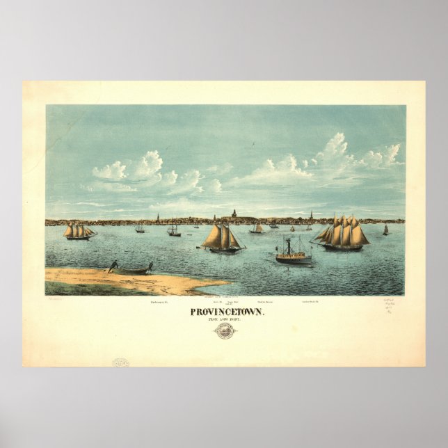 Poster Provincetown Massachusetts 1877 Antique Panorama (Frente)