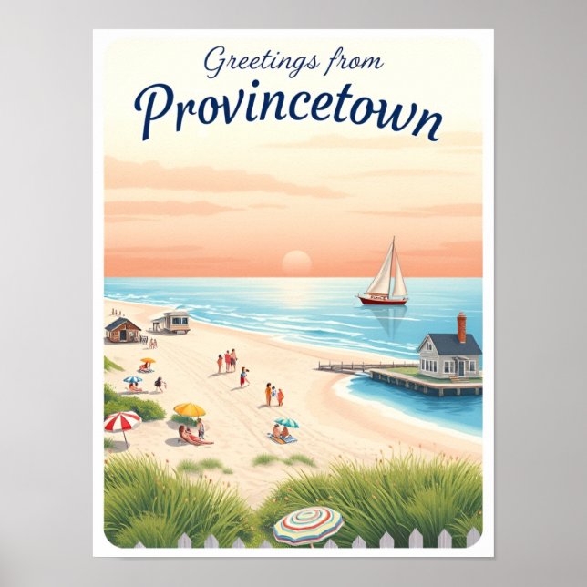 Poster Provincetown, Massachusetts – Praias de Cape Cod (Frente)
