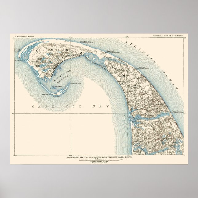 Pôster Provincetown Truro e Frota-Geral das Linhas Costei (Frente)