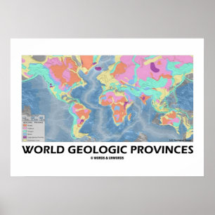 Pôster Províncias Geológicas do Mundo (World Map Geology)
