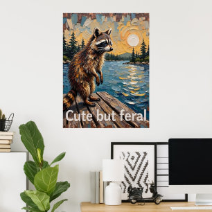 Poster Prowler Refletivo: Raccoon by the Water