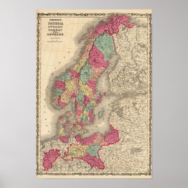 Poster Prússia Suecia Noruega e Dinamarca (Frente)