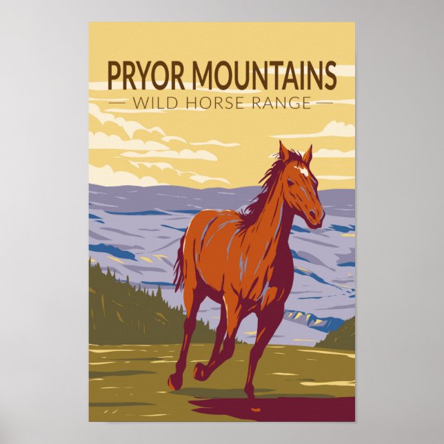 Poster Pryor Mountain Wilse Range Vintage (Frente)