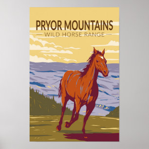 Poster Pryor Mountain Wilse Range Vintage