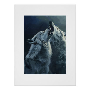 Pôster PS Nature Designs, Howling Wolves Poster Art
