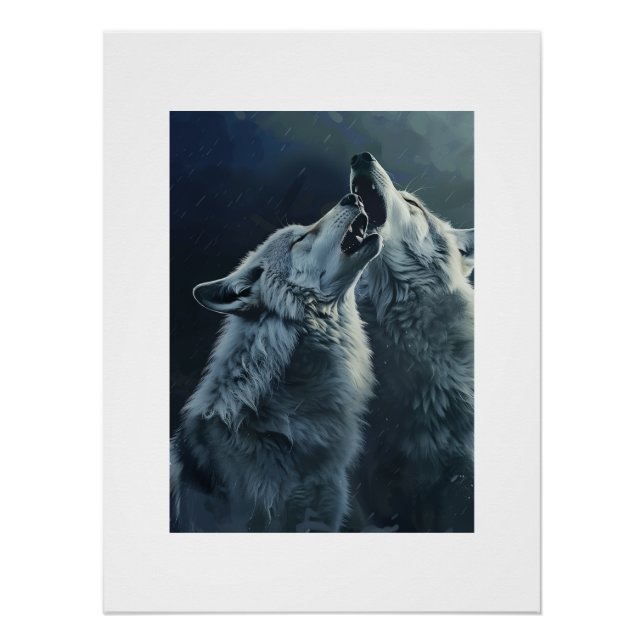 Pôster PS Nature Designs, Howling Wolves Poster Art (Frente)
