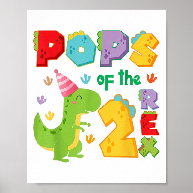 Poster Ps Of The Two Rex 2nd Birthday Boy Dinosaur T-rex  (Frente)