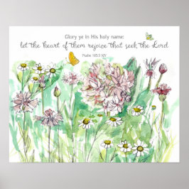 Poster Psalm 105 Scripture Pink Flowers Christian Art