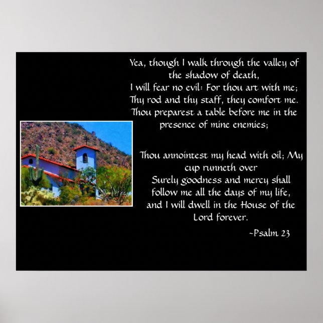 Poster Psalm 23 with desert church print (Frente)