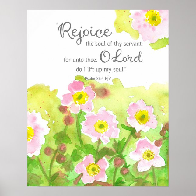Poster Psalm 86 Scripture Bible Verse Pink Flowers (Frente)