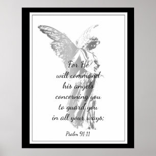 Poster Psalm 91:11, forjando a citação de Bíblia com Ange